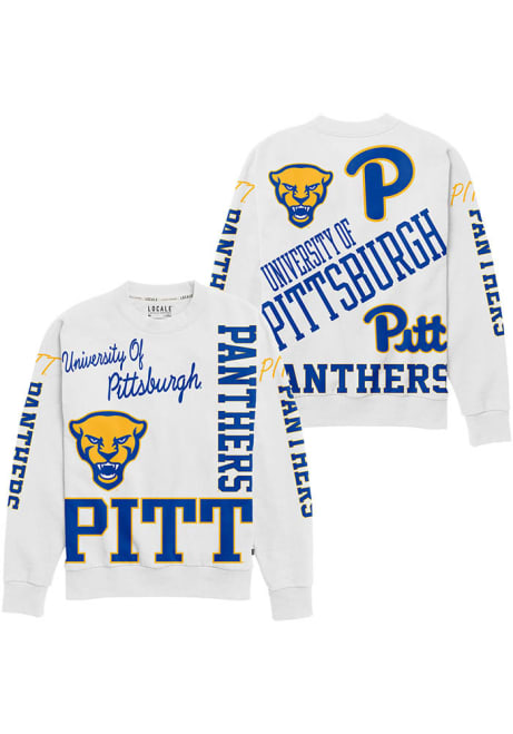 Womens White Pitt Panthers Kelsey Crew Sweatshirt