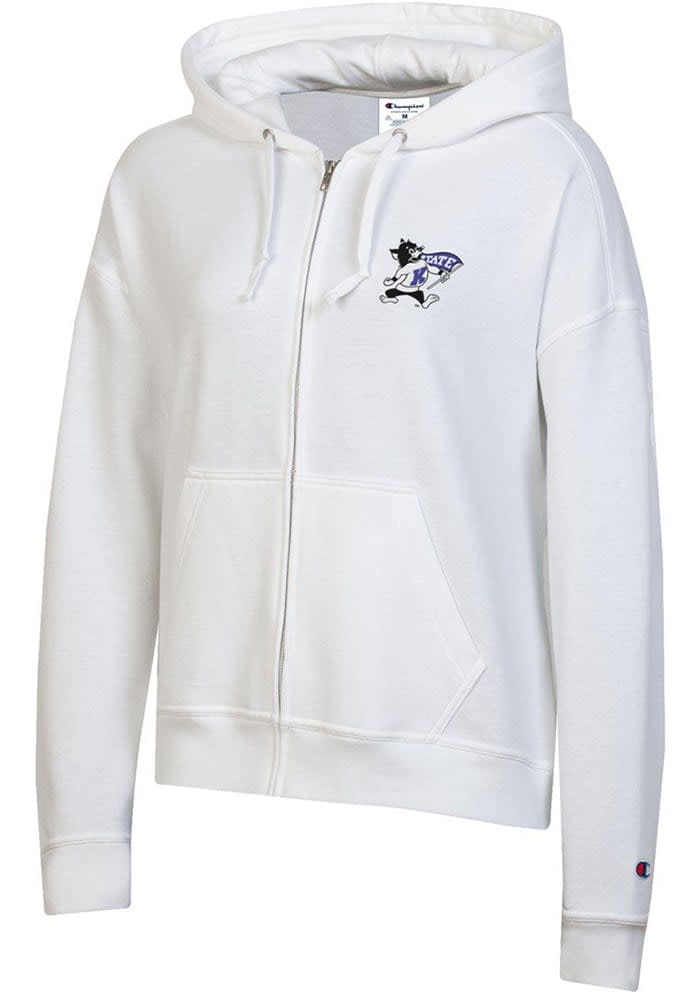 Champion KState Wildcats Women s White Powerblend Long Sleeve Full Zip Jacket White 50 Cotton 50 POLYESTER Size 2XL Rally House