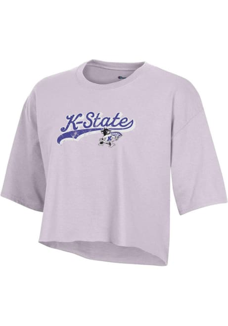K-State Wildcats Lavender Champion Boyfriend Crop Short Sleeve T-Shirt