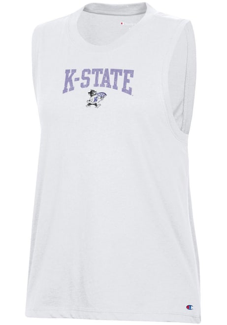 Womens K-State Wildcats White Champion Muscle Tank Top