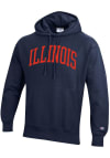 Main image for Champion Illinois Fighting Illini Mens Navy Blue Arch Name Reverse Weave Long Sleeve Hoodie