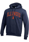 Main image for Champion Illinois Fighting Illini Mens Navy Blue Arch Mascot Long Sleeve Hoodie