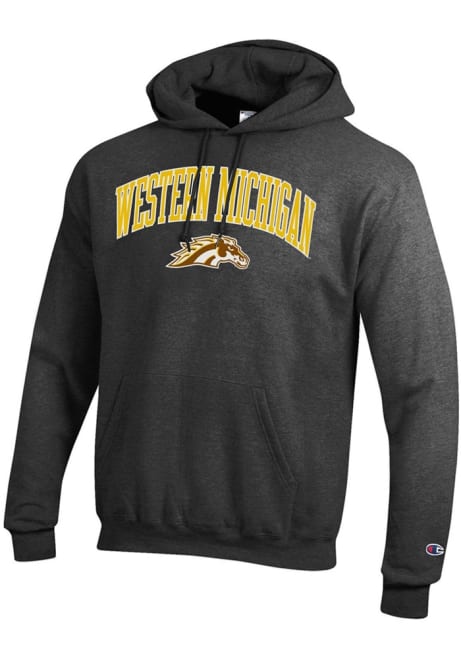 Mens Western Michigan Broncos Charcoal Champion Powerblend Fleece Hooded Sweatshirt