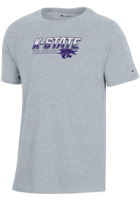 Youth K-State Wildcats Grey Champion Ombre Wordmark Short Sleeve T-Shirt