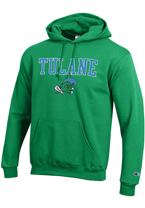 Champion Tulane Green Wave Mens GREEN Arch Mascot Hoodie 147500460