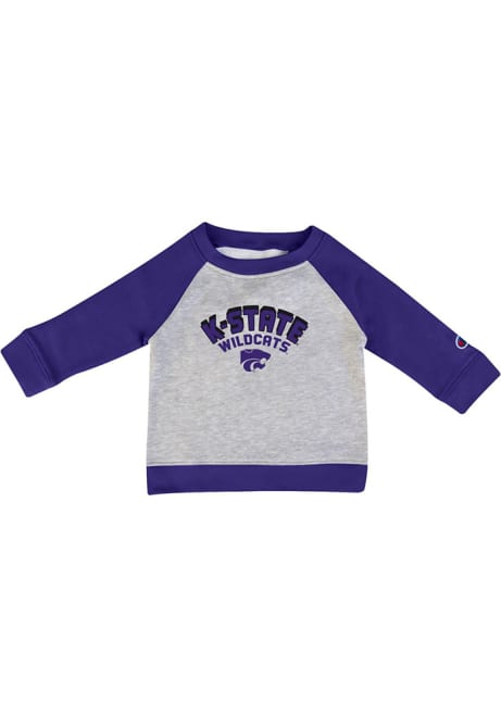 Toddler K-State Wildcats Grey Champion Arch Mascot Long Sleeve Crew Sweatshirt