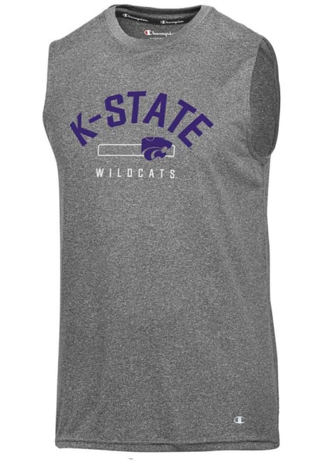 Mens K-State Wildcats Grey Champion Stadium Heathered Impact Short Sleeve Tank Top