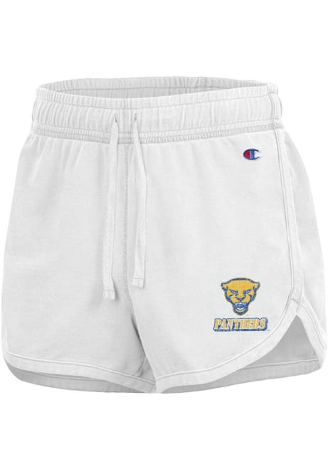 Womens Pitt Panthers White Champion Curved Shorts