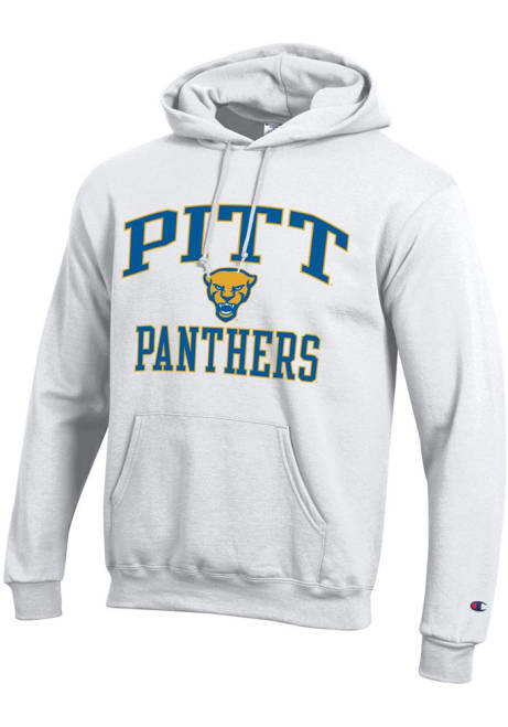 Mens Pitt Panthers White Champion Number One Graphic Hooded Sweatshirt