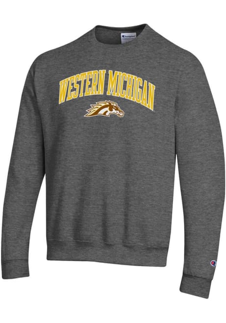 Mens Western Michigan Broncos Charcoal Champion Powerblend Crew Sweatshirt