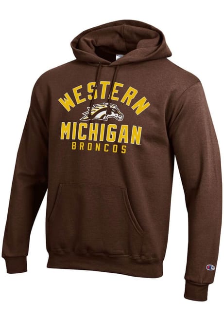 Mens Western Michigan Broncos Brown Champion Powerblend Hooded Sweatshirt