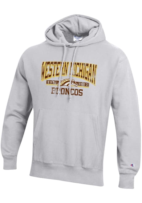 Mens Western Michigan Broncos Grey Champion Reverse Weave Hooded Sweatshirt