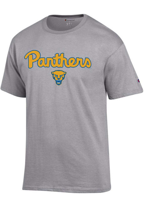 Pitt Panthers Grey Champion Mascot Name Short Sleeve T Shirt