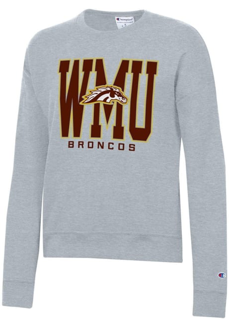 Womens Western Michigan Broncos Grey Champion Powerblend Crew Sweatshirt