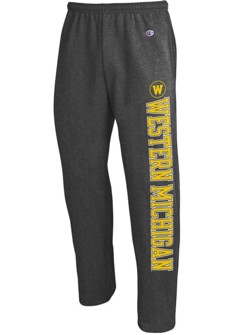 Mens Western Michigan Broncos Charcoal Champion Open Botton Sweatpants