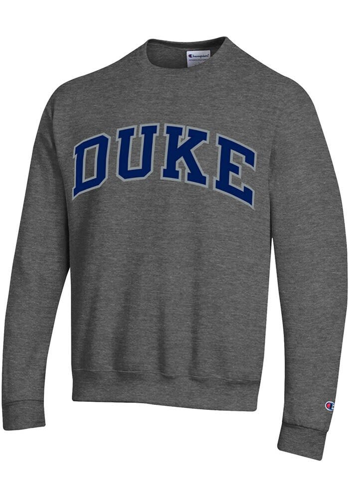 Champion Duke Blue Devils Charcoal Arch Name Long Sleeve Crew Sweatshirt Charcoal 50 COTTON 50 POLYESTER Size 3XL Rally House