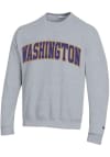 Main image for Mens Washington Huskies Grey Champion Arch Name Crew Sweatshirt