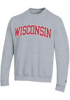 Main image for Champion Wisconsin Badgers Mens Grey Arch Name Long Sleeve Crew Sweatshirt