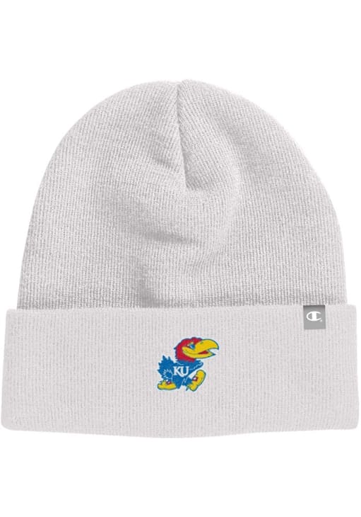 Kansas Jayhawks Champion Womens White Unisex Cuff Beanie Knit Hat