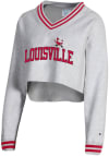 Main image for Champion Louisville Cardinals Womens Grey Higher Ed Crop Crew Sweatshirt