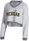 Main image for Womens Michigan Wolverines Grey Champion Higher Ed Crop Crew Sweatshirt