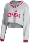 Main image for Womens Nebraska Cornhuskers Grey Champion Higher Ed Crop Crew Sweatshirt