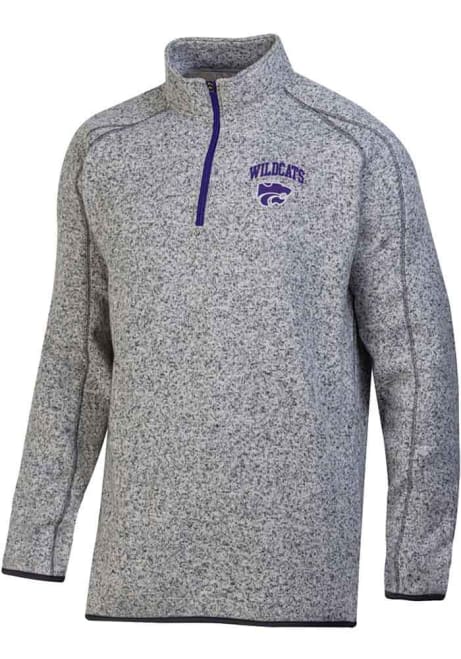 Mens K-State Wildcats Grey Champion Stadium Artic Fleece Qtr Zip Pullover