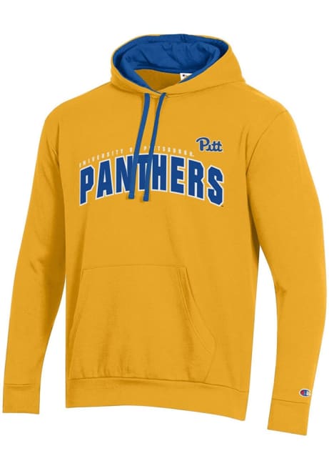 Mens Pitt Panthers Gold Champion Stadium Fleece Hooded Sweatshirt