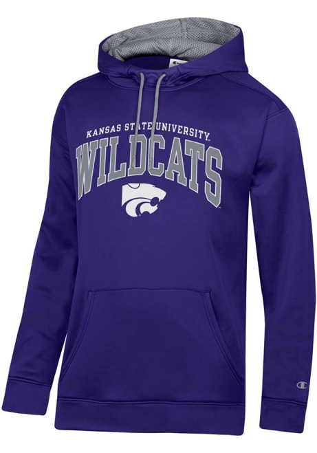 Mens K-State Wildcats Purple Champion Stadium Fleece Mesh Lining Long Sleeve Hoodie