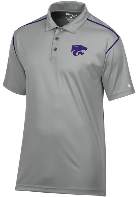 Mens K-State Wildcats Grey Champion Stadium Contrast Short Sleeve Polo Shirt