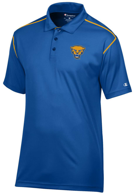 Mens Pitt Panthers Blue Champion Stadium Contrast Short Sleeve Polo Shirt