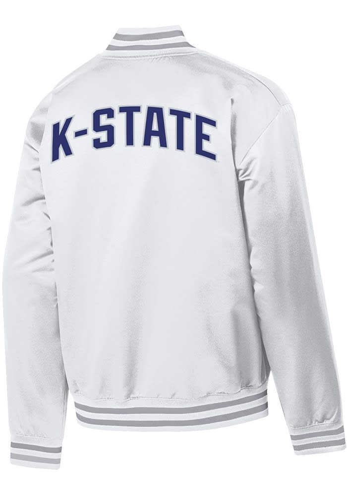 Mens K State Wildcats White Champion Super Fan Satin Bomber Medium Weight Jacket