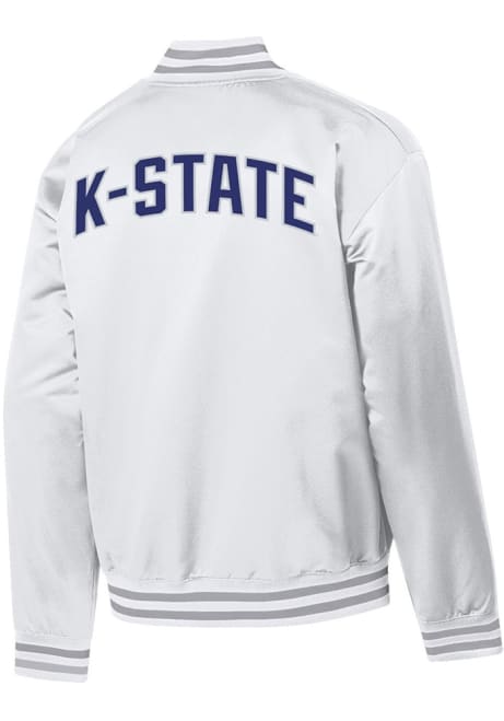 Mens K-State Wildcats White Champion Super Fan Satin Bomber Medium Weight Jacket