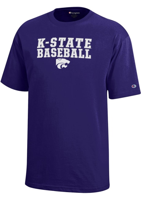 Youth K-State Wildcats Purple Champion Baseball Sport Drop Short Sleeve T-Shirt