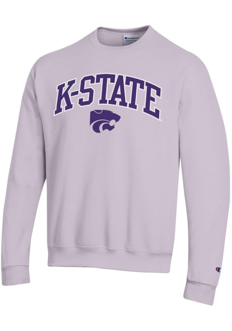Mens K-State Wildcats Lavender Champion Powerblend Twill Arch Mascot Crew Sweatshirt