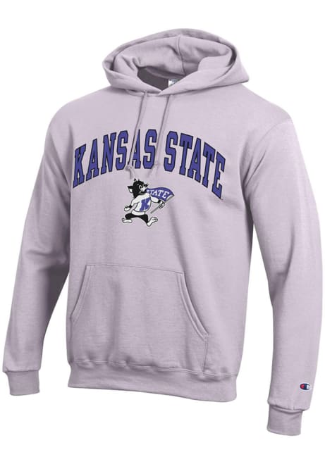 Mens K-State Wildcats Lavender Champion Powerblend Arch Mascot Willie Hooded Sweatshirt