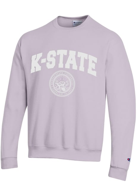 Mens K-State Wildcats Lavender Champion Powerblend Arch Seal Crew Sweatshirt