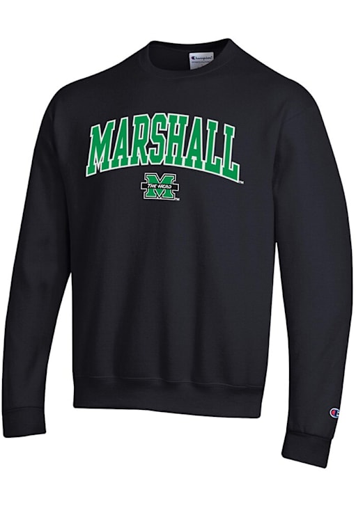 Champion Marshall Thundering Herd Mens BLACK Arch Mascot Hoodie
