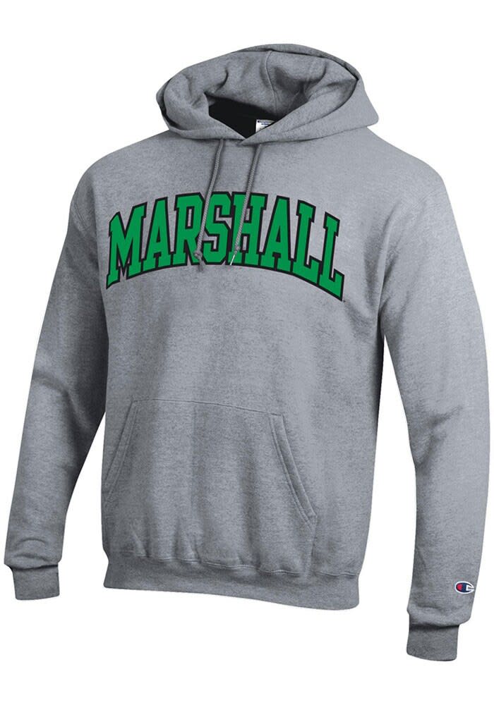 Champion Marshall Thundering Herd Mens Arch Name Hoodie GREY