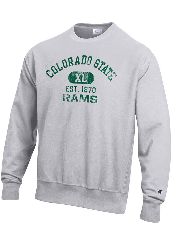 Champion Colorado State Rams Grey Reverse Weave Long Sleeve Crew Sweatshirt Grey 100 Cotton Size XL Rally House