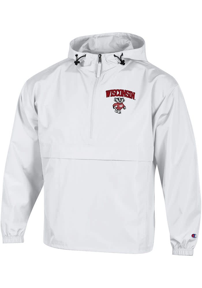 Champion Wisconsin Badgers Mens White Packable Light Weight Jacket White 100 POLYESTER Size XL