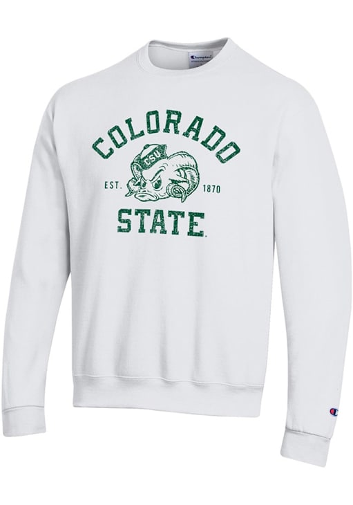 Champion Colorado State Rams Mens White No Vault Crew Sweatshirt