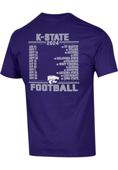 K-State Wildcats Purple Champion 2024 Football Schedule Short Sleeve T Shirt
