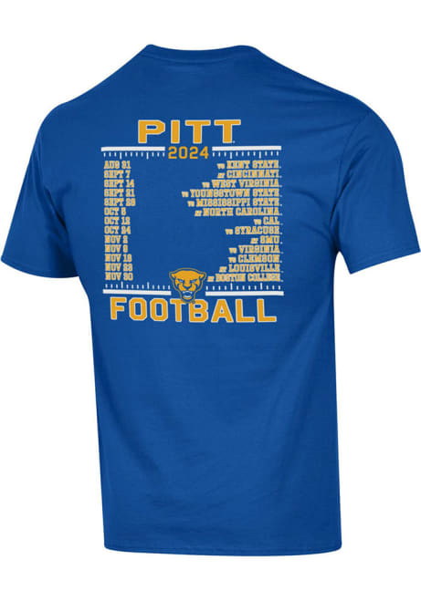 Pitt Panthers Blue Champion 2024 Football Schedule Short Sleeve T Shirt