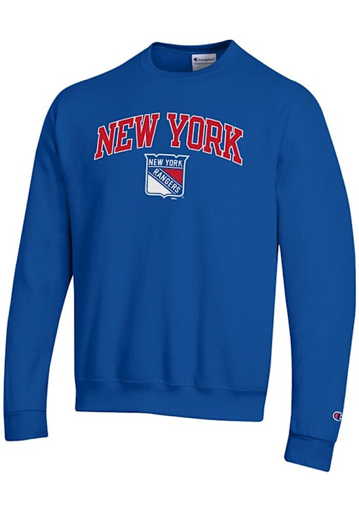 Champion New York Rangers Mens BLUE Arched Mascot Crew Sweatshirt