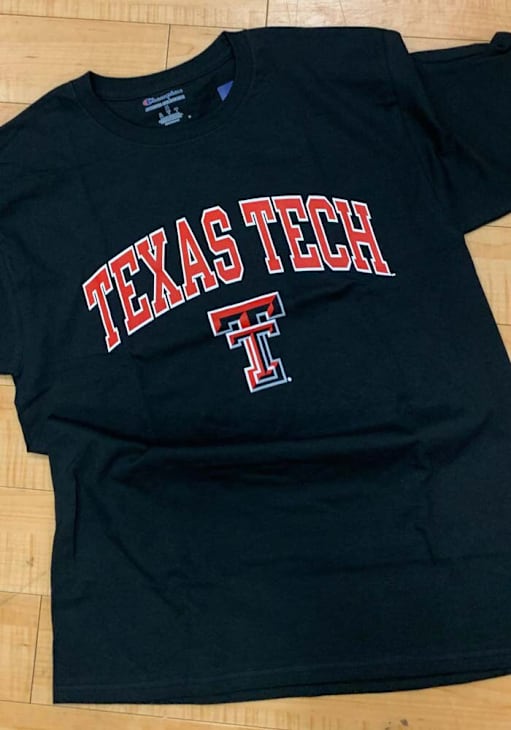 Champion Texas Tech Red Raiders Black Arch Mascot Short Sleeve T Shirt