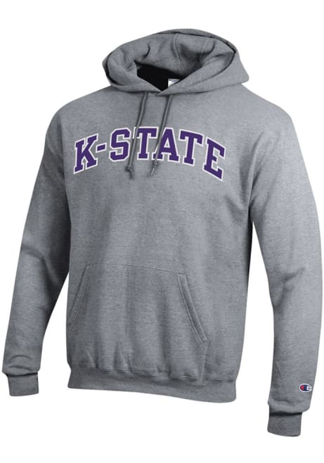 Mens K-State Wildcats Grey Champion Arch Twill Hooded Sweatshirt