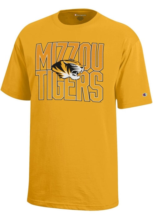 Missouri Tigers Youth Gold Stacked Short Sleeve Tee