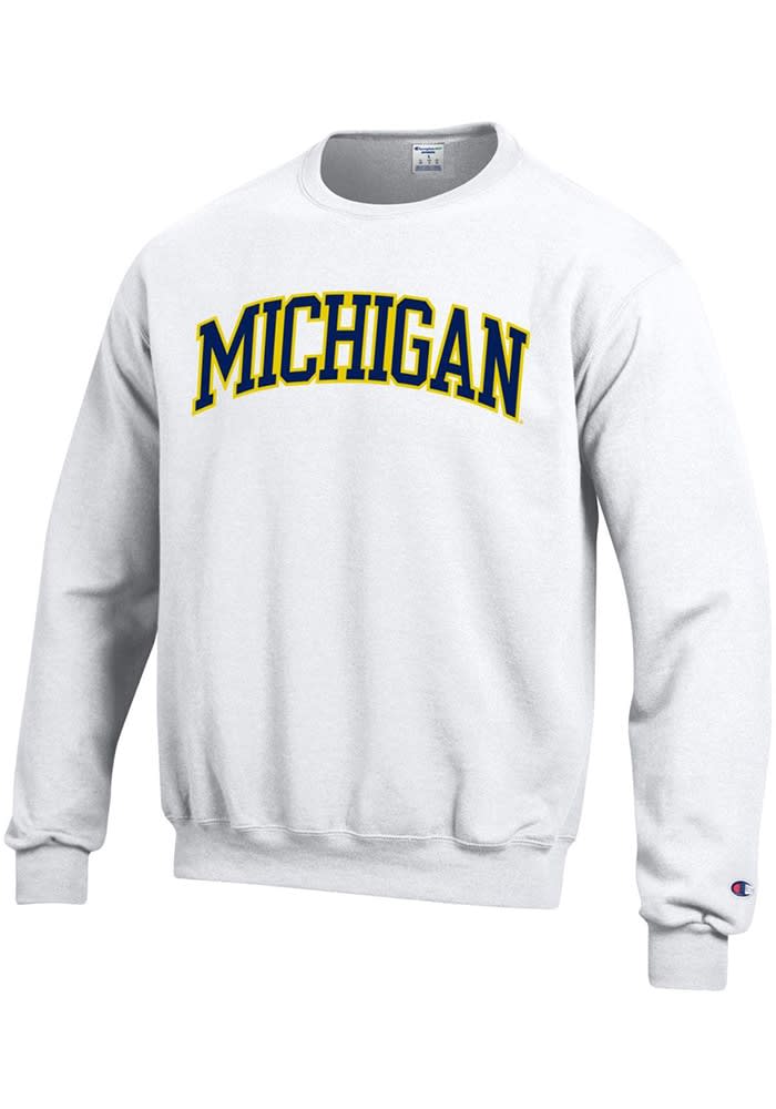 Champion Michigan Wolverines Mens White Arch Crew Sweatshirt