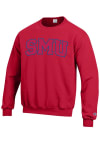 Main image for Champion SMU Mustangs Mens Red Arch Long Sleeve Crew Sweatshirt
